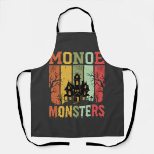Delantal Casa Embrujada de Halloween Monstruos Retro