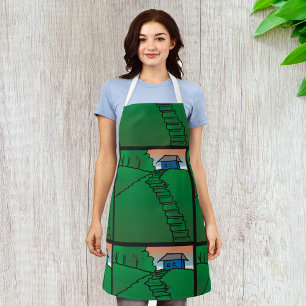 Delantal Casa En Una Colina Verde