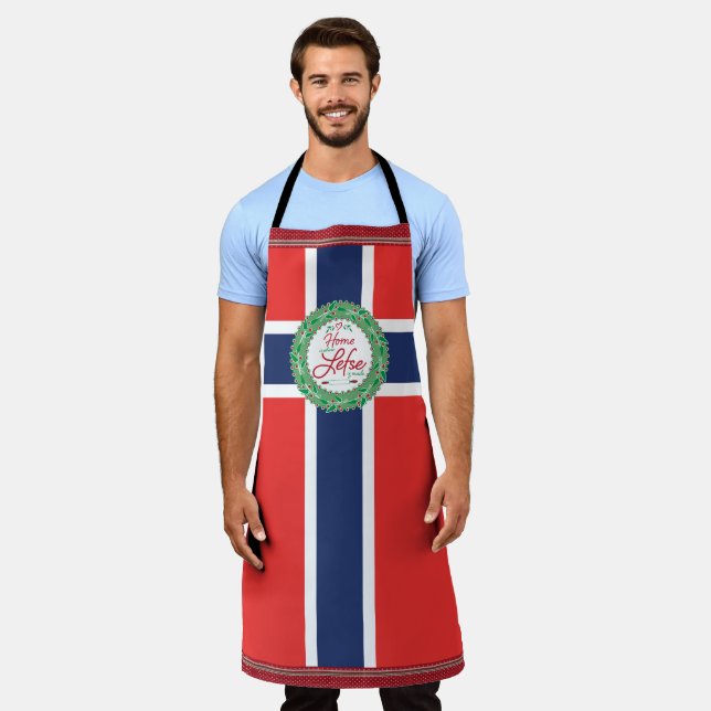 Delantal Casa es donde se hace Lefse! Bandera noruega (Gastado)