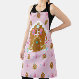 DELANTAL CASAS GINGERBREAD DE VACACIONES ROSAS Y AZULES