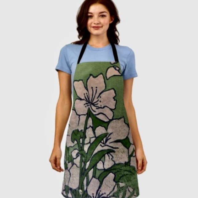 Delantal Cascada de Flor de Rosa  ( Apron 100% polyester machine washable.)