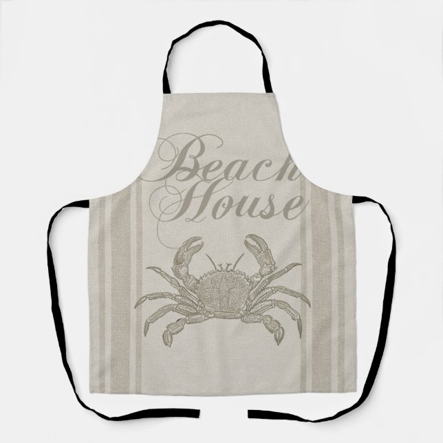 Delantal Caseta de playa Crab Vintage costero (Anverso)