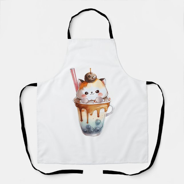 Delantal Cat Boba Tea Bubble Tea Anime Kawaii Neko (Anverso)