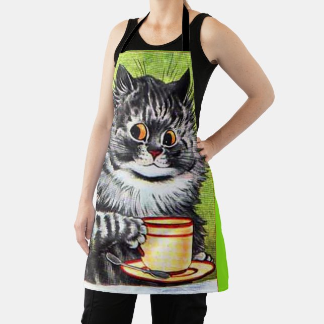 DELANTAL CAT CON CAFÉ LOUIS WAIN ART RETRO KITCHE APRON (in situ)