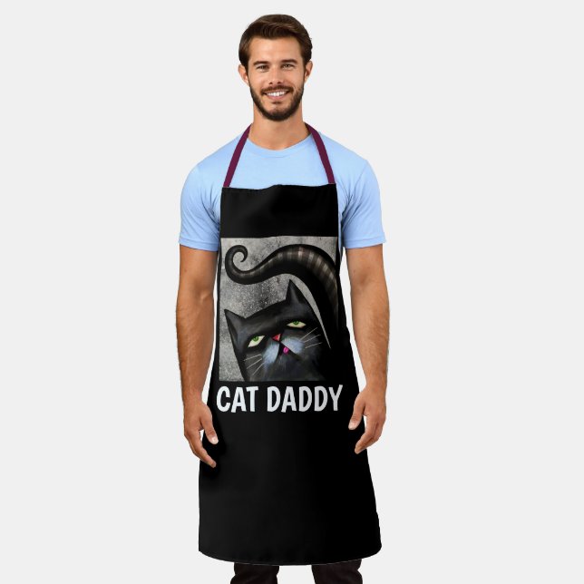 DELANTAL CAT DAD BLACK CAT ART MENOS KITCHEN APRONS (Gastado)