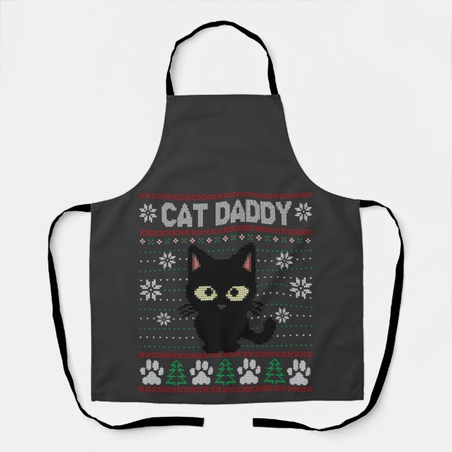 Delantal Cat Daddy Navidades feos suéter Pajama Kitty Cat (Anverso)