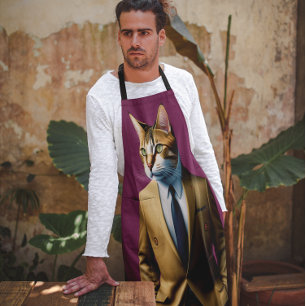 DELANTAL CAT EN BUSINESS SUIT DAD FUNNY KITCHE APRON