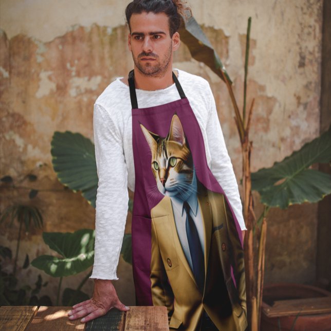 DELANTAL CAT EN BUSINESS SUIT DAD FUNNY KITCHE APRON (Subido por el creador)