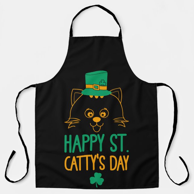 Delantal Cat Leprechaun | Happy St. Catty's Day (Anverso)