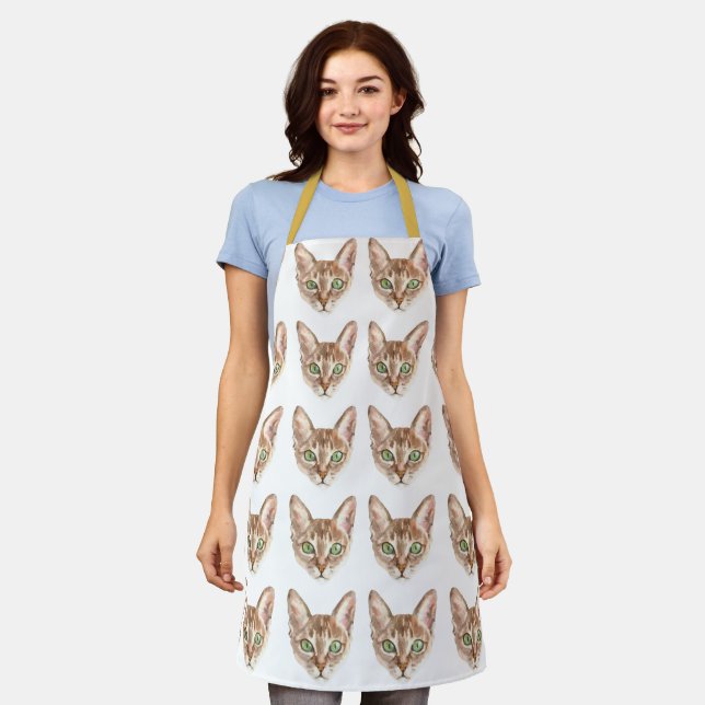 Delantal Cat Mom Apron - Cute Kitty Faces Elegante Cocina (Gastado)