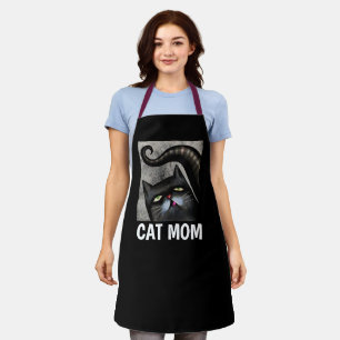 DELANTAL CAT MOM BLACK CAT ART KITCHE APRONS