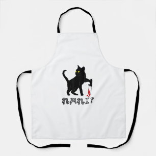 Delantal Cat Nani_ What_ Japanese Font Character Black Cat