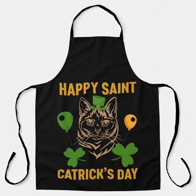 Delantal Cat St. Patrick's Day for Cat Lover (Anverso)