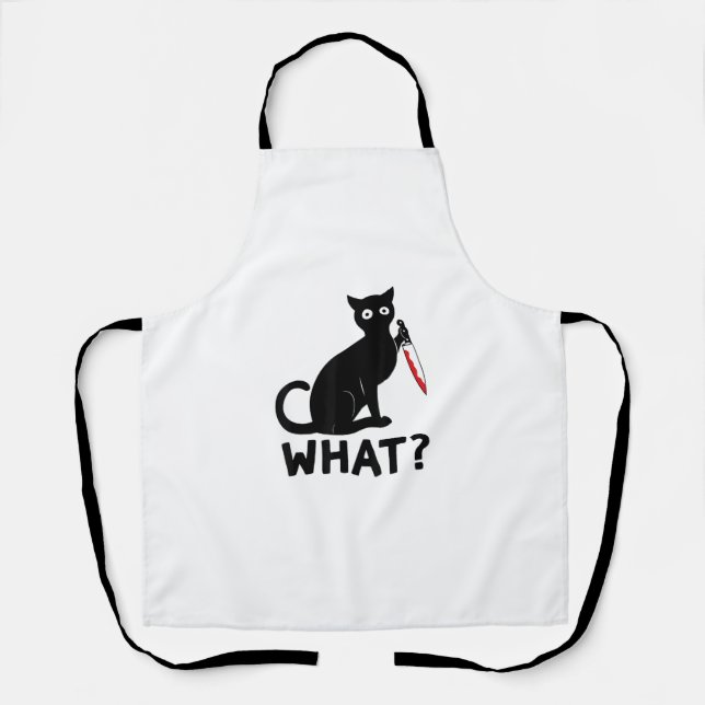 Delantal Cat What_ Cat Holding Knife Funny Cat Halloween Co (Anverso)