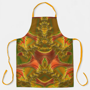 Delantal CATERINA ~ NAVIDADES ~ Oro Verde Rojo ~