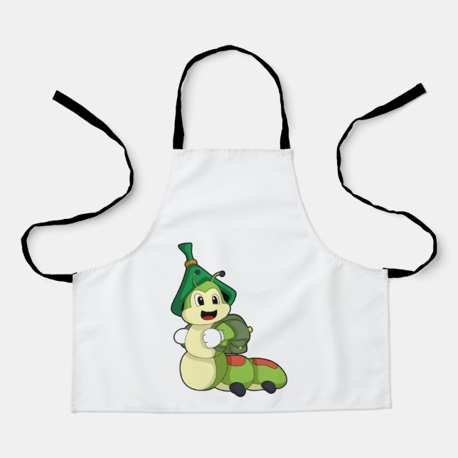 Delantal Caterpillar como estudiante con mochila (Anverso)