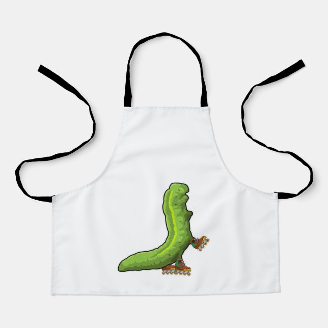 Delantal Caterpillar como patinador en línea con patines en (Anverso)