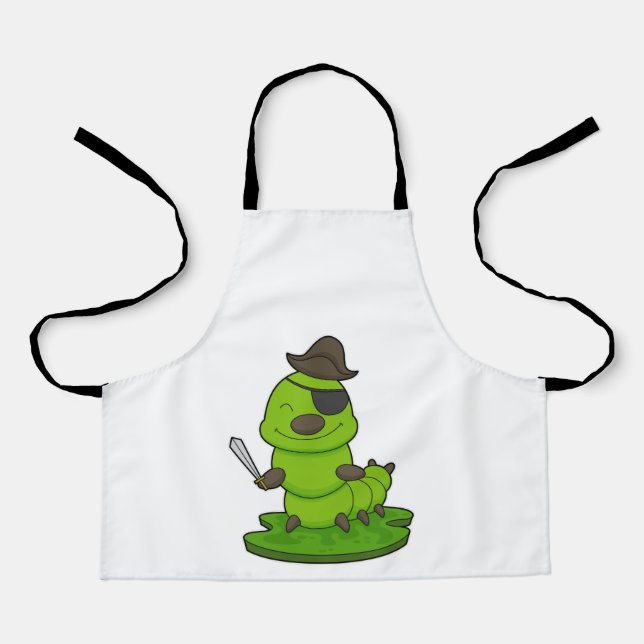 Delantal Caterpillar como pirata con espada (Anverso)