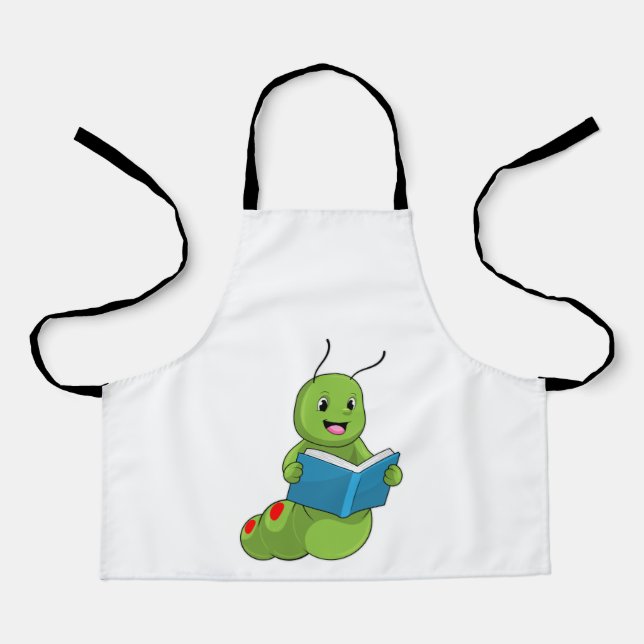 Delantal Caterpillar en lectura con libro (Anverso)