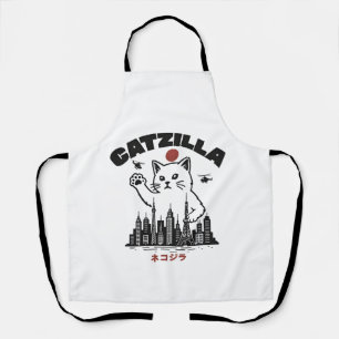 Delantal Catzilla - Graciosa parodia del gato Godzilla