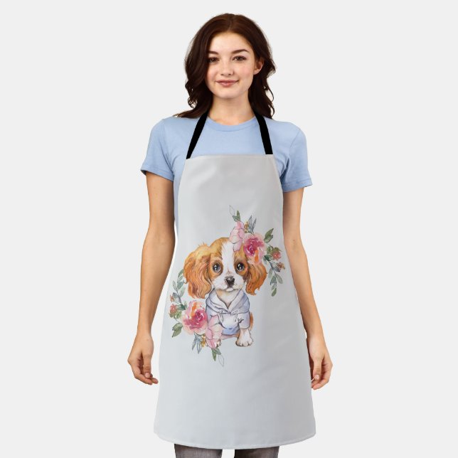Delantal Cavalier King Charles Dog Watercolor Art (Gastado)