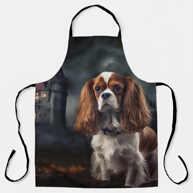Delantal Cavalier King Charles Spaniel Halloween Scary (Anverso)