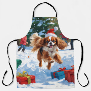 Delantal Cavalier King Charles Spaniel Nieve con Navidades