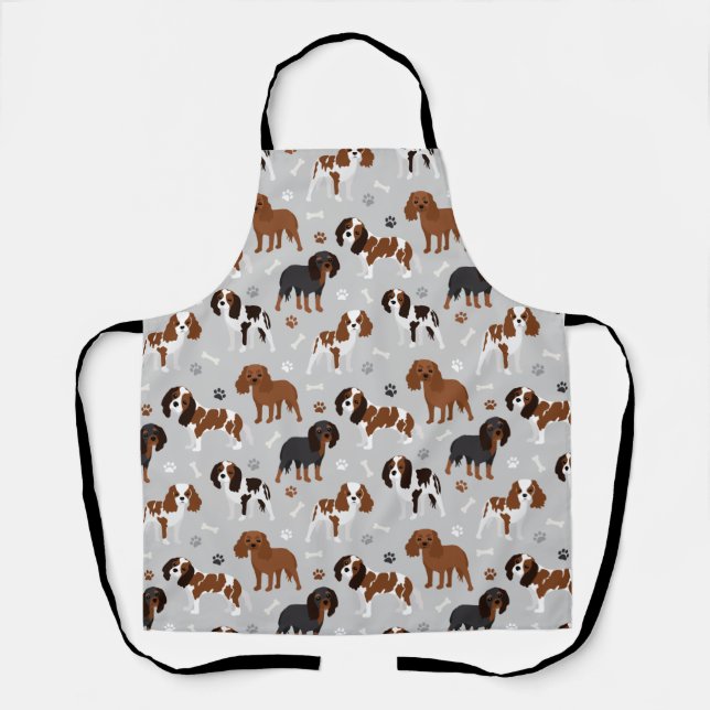 Delantal Cavalier King Charles Spaniel Paws and Bones Apron (Anverso)