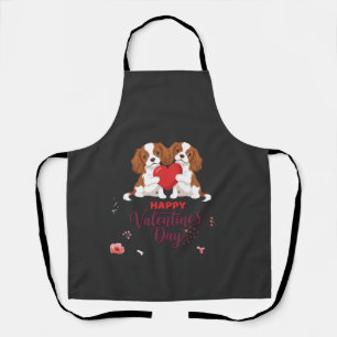 Delantal Cavalier King Perro Feliz Día de San Valentín Flor