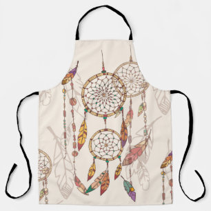 Delantal Cazador de sueños bohemias con abalorios y plumas,