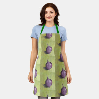 Delantal Cebollas de púrpura cubiertas de verde amarillo, d