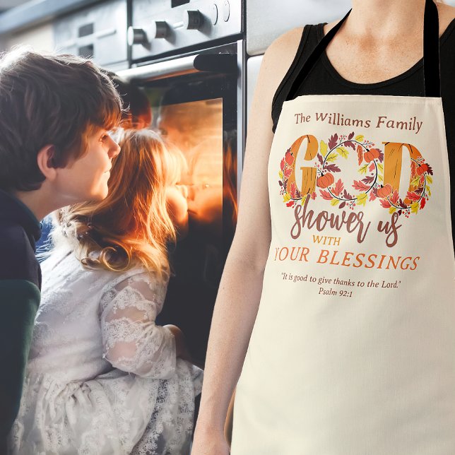 Delantal Cena de Acción de Gracias religiosa cita de la Bib (Religious Thanksgiving Dinner Faith Bible Quote Apron)