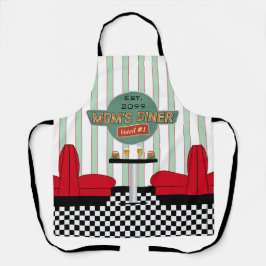 Delantal Cena retro de mamá con hamburguesas y cerveza