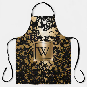 Delantal Cepillo metálico negro y dorado
