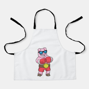 Delantal Cerdo como boxeador con guantes de boxeo