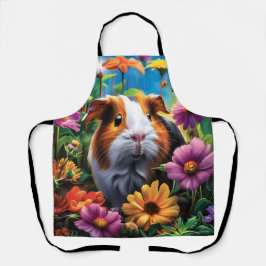 Delantal Cerdo guineano entre flores vibrantes