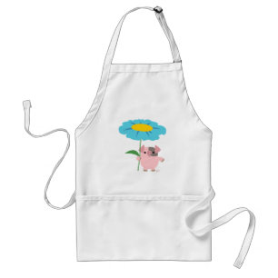 Delantal Cerdo Personalizado Cute Con Apron Regalo (Azul)