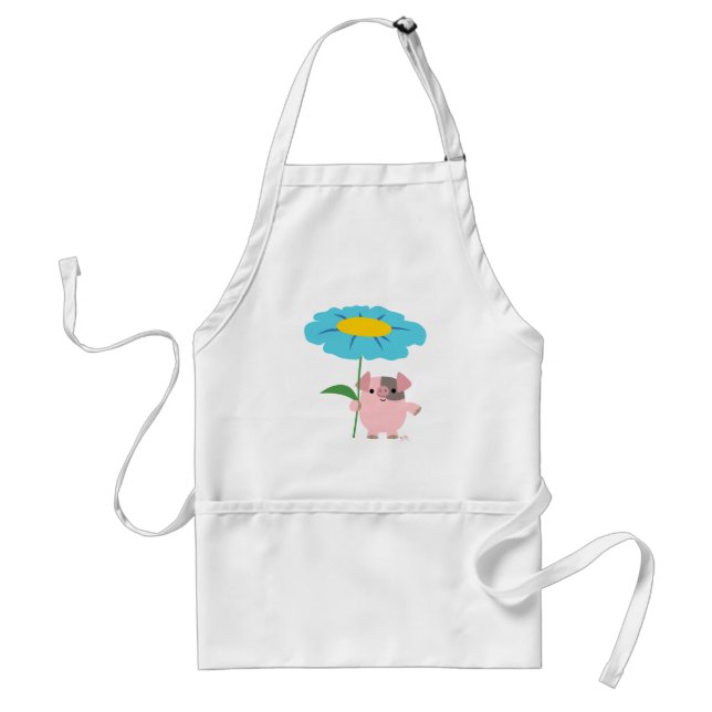 Delantal Cerdo Personalizado Cute Con Apron Regalo (Azul) (Frente)