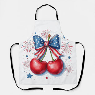 Delantal Cerezas con Coquette Bow 4 de Julio Americano