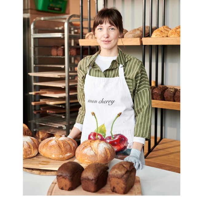 Delantal Cerezas queridas en acuarela, personalizado (Subido por el creador)