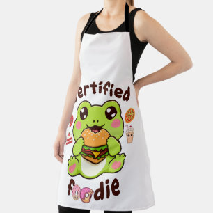Delantal Certified Foodie Lindo Kawaii Rana Comiendo Hambur