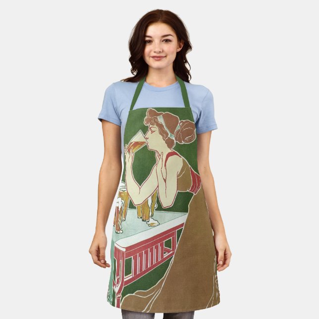 Delantal Cerveza Art Nouveau Vintage Brasserie Fraikin-Cour (Gastado)