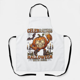 Delantal Cerveza de Halloween Calavera Calabaza Murciélago