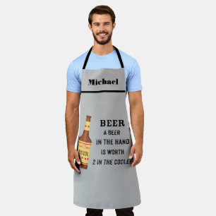 Delantal Cerveza divertida diciendo cerveza en la mano Nomb