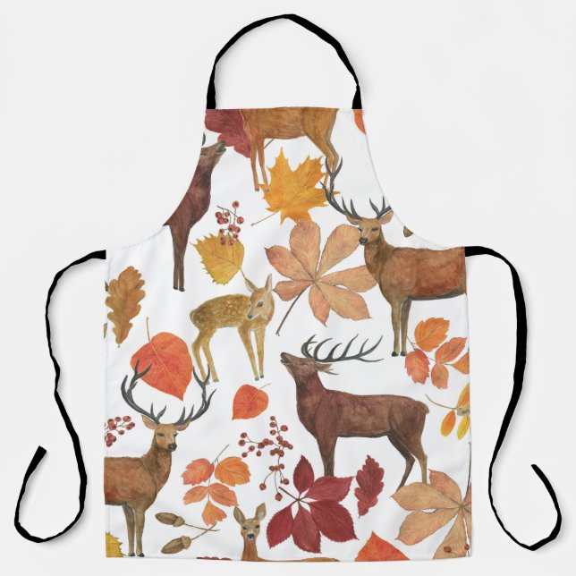 Delantal Cervezas, hojas de otoño: patrón de acuarela. (Anverso)