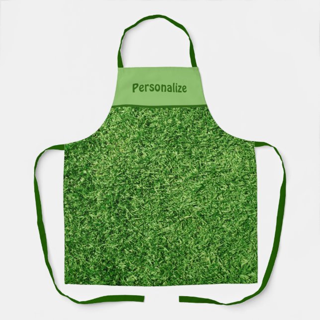 Delantal Césped verde de hierba divertida (Anverso)