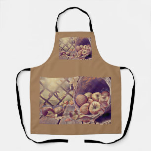 Delantal Cesta de otoño con pintura de manzanas de frutas