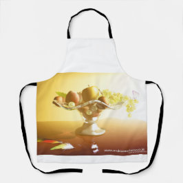 Delantal Cesta de vidrio con frutas y mariposa