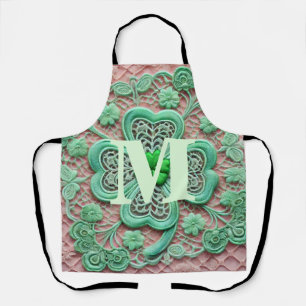 Delantal Chambre verde encaje monograma Día de San Patricio