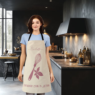 Delantal Champagne Beige con Rosa Gold Whisk y Herb